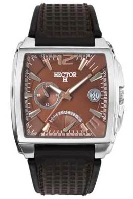 Hector H Mens 665231 Retrograde Dual Time Brown Dial Watch